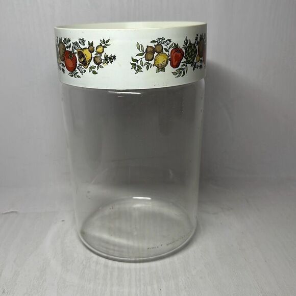 Vintage Pyrex Corning Ware Spice Of Life Stackable Glass Canister & Lid 7.5” - Picture 2 of 9